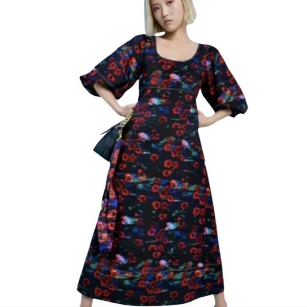 📌FINAL SALE |Rachel Comey x Target | Black Floral Print Midi Dress